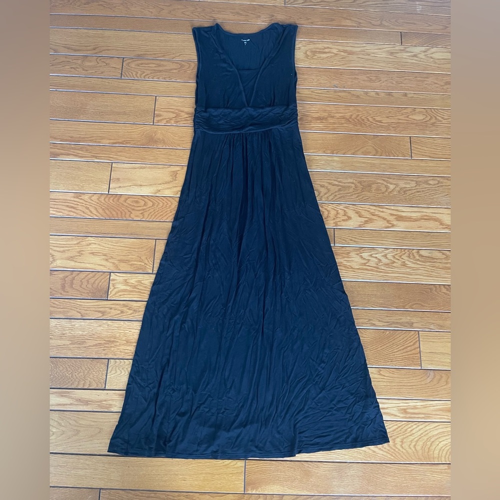 Garnet Hill Black Sleeveless Maxi Dress